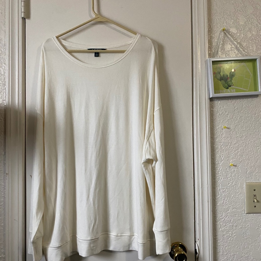 Lauren Ralph Lauren Cream Knit Long Sleeve Top Casual Pullover